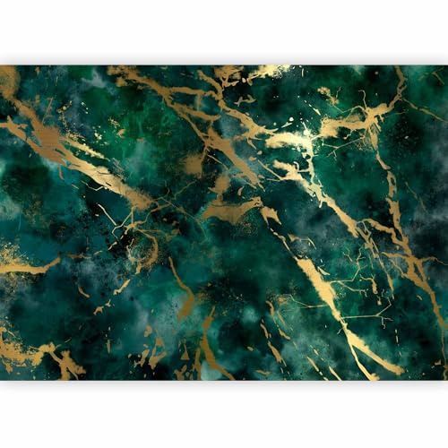 murando Photo Wallpaper Stone Wall 300x210 cm / 118 x 83 | Non-Woven Premium Art Print Fleece Wall Mural Decoration Poster Picture Design Modern Marble Like Abstract 3D Green