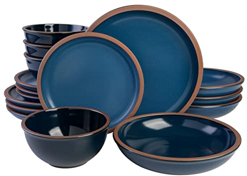 Gibson Elite Lagos Coupe Service de table pour 4 personnes (lot de 16), bleu
