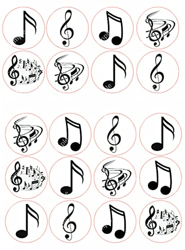 20 x Pre-Cut Musical Music Notes Edible Wafer Cupcake Toppers Cake Decoration