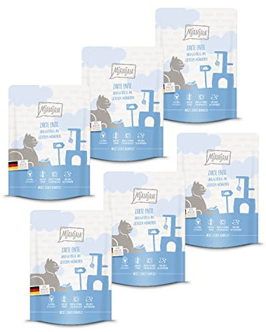 MjAMjAM - Premium Nassfutter für Katzen - Quetschie - zarte Ente & Geflügel an leckeren Möhrchen, 6er Pack (6 x 300 g), getreidefrei mit extra viel Fleisch