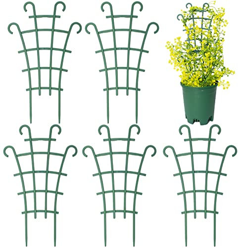 SunKrop 5 Pack Small Trellis for Potted Plants Indoor Outdoor, Tiny Stackable Plastic Climbing Stakes, Mini DIY Garden Support Trellis for Houseplants Hoya Pothos Vines Vegetables Flowers Stand Frame