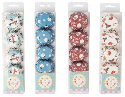 100pcs of Christmas Cupcake Cases with Cute Reindeer Printed Design Mini Paper Muffin Cases for Baking