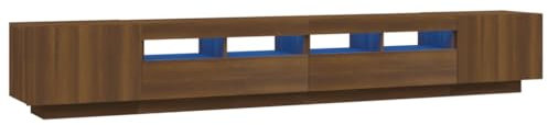 vidaXL TV Schrank Set 3-TLG. LED-Leuchten Lowboard TV Möbel Sideboard Fernsehschrank Fernsehtisch HiFi-Schrank Braun Eiche Holzwerkstoff