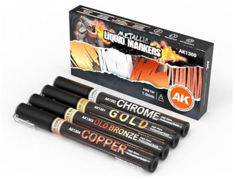 AK Interactive AK1300 METALLIC Liquid Marker SET (4pcs)