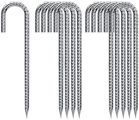 Bodenanker-Heringe-10-StüCk-Verzinkt, Trampolin Outdoor Bodenanker 30CM J-Form Bodennägel Heavy Duty für Sicherung VordäChern Trampoline Hühnerstall