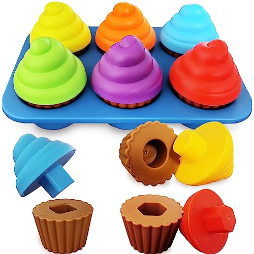 Cupcake-Form-Sortierspielzeug, 6er-Set – lustiges Kleinkind-Lernspielzeug für Kinder ab 3 Jahren – Sortierset und pädagogisches Spielnahrungsmittel