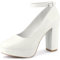 Allegra K Women's Platform Ankle Strap Chunky Heel Mary Janes Pumps White 4 UK/Label Size 6 US