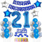 Luftballons 21 Geburtstag Mann deko blau, Geburtstagsdeko 21 Jahre Mann Dekoration, Ballon 21. Geburtstag Männer blau, Deko 21. Geburtstag Luftballons,Tortendeko 21. Geburtstag Mann blau