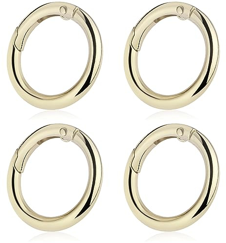 4 Piezas Mosquetón Redondo,Mosqueton Pequeño Redondo,Gancho De Resorte Redondo,Mosquetón De Aleación De Zinc De Resorte,Mosquetón O-Ring Botón A Presión para Llavero Mochila Encanto DIY,25mm,Oro