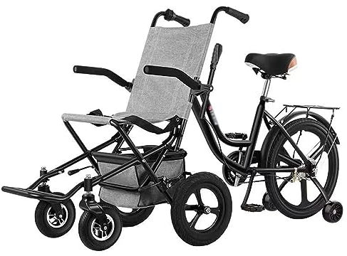 PRUJOY Behinderter Rollstuhl Walker Alter Mann Leichter Trolley Klappfahrrad Einkaufswagen Dreirad Lebensmitteleinkaufsroller (Black)