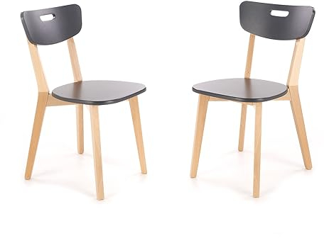 FabiMax Holzstuhl 2er Set Lenio - Esszimmerstuhl Schwarz - Skandinavisches Design - Robustes Buchenholz - Moderner Küchenstuhl