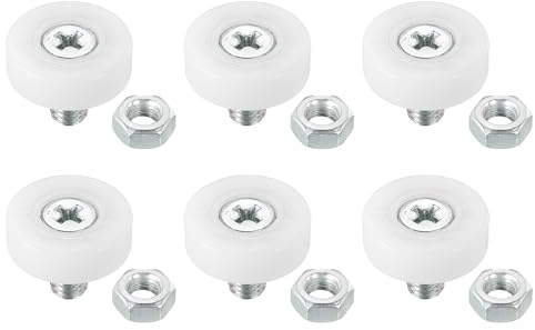 PATIKIL 19mm Roulettes de Tiroir, Lot de 6 Roues de Rechange en Plastique Avec Écrous Pour Poulie de Tiroir en Plastique