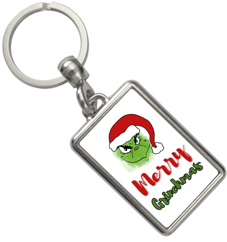 speecheese Merry Grinchmas Weihnachtsmuffel Schlüsselanhänger ein weihnachtlicher Anhänger für den Schlüsselbund Schlüsselanhänger Grinchen mit Weihnachtsmotiv Freunde Weihnachtsmann