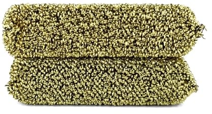 D.RECT 2 Pezzi di Spugne in Acciaio per la Pulizia delle Pentole in Teflon - Ideali per Padelle Rivestite, Pentole, Colore Oro