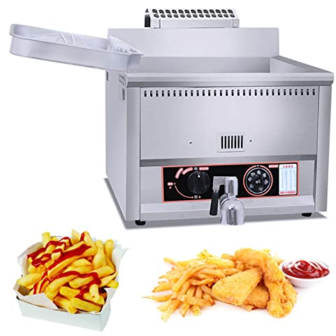 Friteuse à gaz de 17 L avec réservoirs en acier inoxydable, friteuse à gaz de grande capacité, facile à nettoyer avec réglage manuel de la température pour la cuisson des aliments et des frites