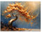 JOSUE Tableau Arbre Paysage abstrait Tableau Peinture Sur Toile,Or, gris Peintures Salon DéCoration Murale Impression- 75x115cm Sans cadre