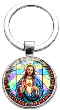 Générique Schlüsselanhänger, Taschenschmuck Jesus Christus, heiliges Herz, Stahl., silber, 5,6 x 2,8 cm