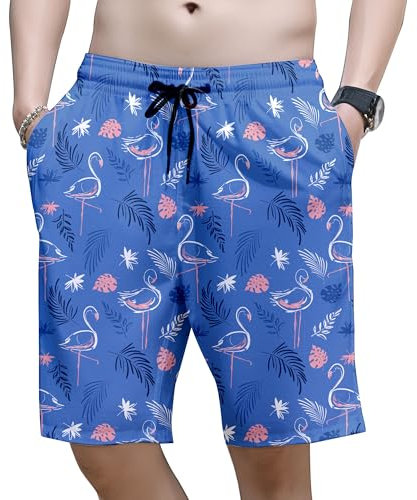LodiSFOA Maillot de bain pour homme à séchage rapide - Short de bain amusant, Flamants roses - Bleu, Medium