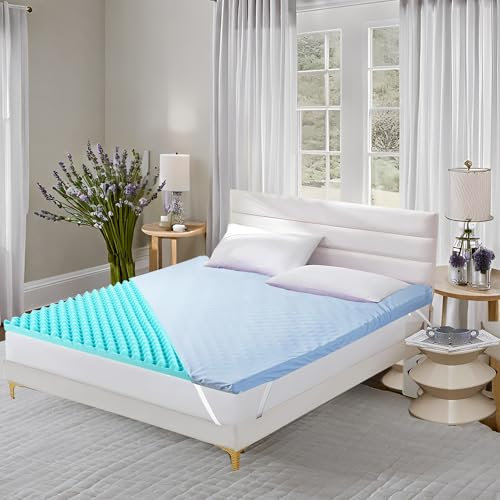 BreezeRest Mattress Topper Twin XL Size 2 Inch Egg Crate Convoluted Cooling Gel Memory Foam with Free Machine Washable Cover,Air Flow Design,US and Euro Certified Dormify