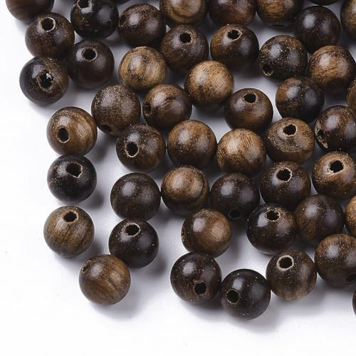 Craftdady Natürliche gewachste runde Holzperlen, Abstandshalter aus Holz, lose Perlen mit 1,4 mm Loch für Rosenkranz, Armband, Schmuck, Basteln, 200 Stück