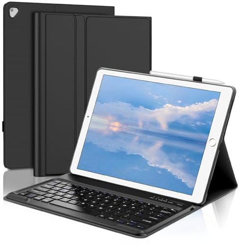 FOGARI Keyboard Case for iPad Pro 12.9 2017/2015, Bluetooth Magnetic Detachable UK Version Keyboard Case for iPad Pro 12.9 1st/2nd Generation, Black
