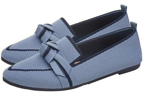 Soft Shoes for Women Women Loafers After Party Women's Summer Flat Bottomed Shallow Cut Breathable and Comfortable Casual Shoes Ballet for Women Womens Black Trainers White Pumps (Blue, 5.5)