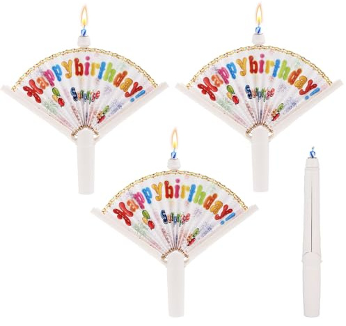 4 Stück Neuheit Fan Geburtstagskerzen, Happy Birthday Kerzen Pop-up Überraschungs Kerze Lustige Cake Topper Kerze Trick Kerze für Partyzubehör