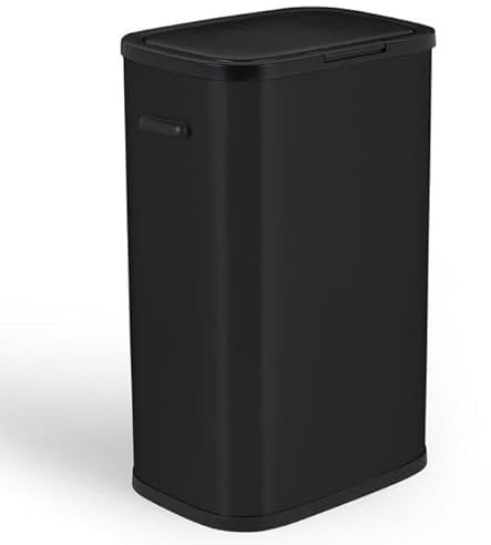 Poubelle de cuisine push 60L PORTLAND en acier Inox NOIR Ouverture par simple pression