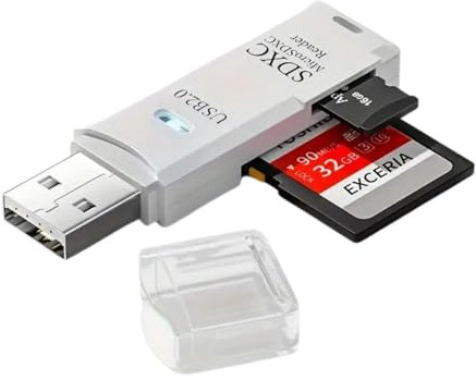 Kartenleser USB 2.0 Stick Card Reader SDHC SDXC MicroSD TF Adapter Speicherkarte (Weiß - USB 2.0)