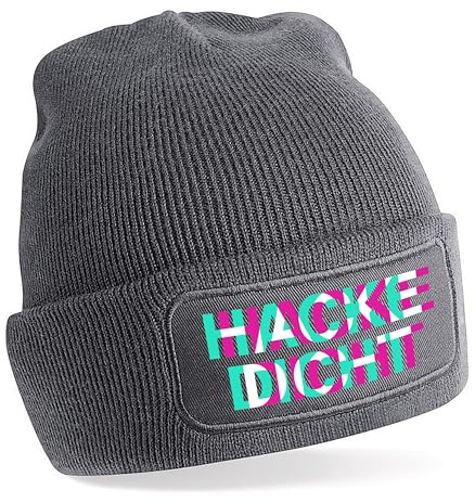 Herzbotschaft Beanie Strickmütze mit Spruch | HACKE DICHT Rauscheffekt | Farbwahl | Unisex SoftTouch angenehm weiche und warme Wintermütze | OneSize Einheitsgröße für Erwachsene