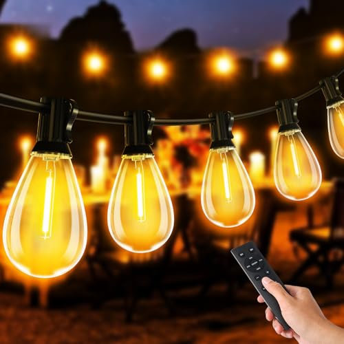 MAGGIFT 9m LED Lichterkette mit Stecker/Fernbedienung für Innen und Außen, 15+1 S11 Glühbirnen, 3 Modi, stufenloses Dimmen 10-100%, Superhell Draußen Wetterfest Garten Lichterketten, 3000K Warmweiß