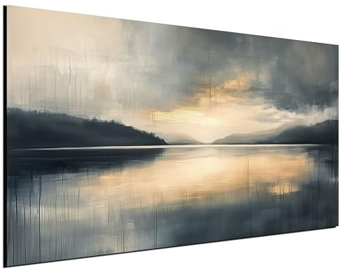 DARO Design® Leinwände 60x40 cm Wall Decoration Bilder Schlafzimmer Deko Pictures Canvas Painting Wanddekoration Wohnzimmer Kunstdruck Gemälde Wasser Sonnenuntergang Spiegelung See