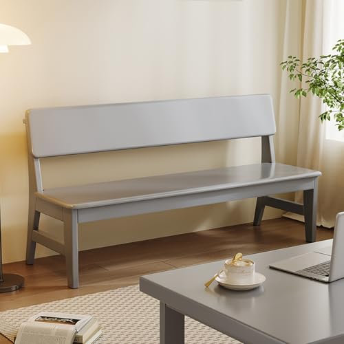 HARELA Esszimmerbank Bank mit Rückenlehne, Holzbank Sitzbank Flur Garderobenbank Schuhbank, Rustikale Home Décor Möbel, für Esszimmer, Flur, Garderobe, Natur(Gray,120cm/47.2in)