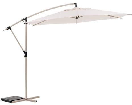 Hespéride - Parasol déporté rond manoa argile et blé 3m en aluminium acier et polyester