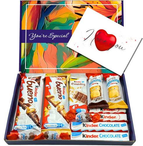 Chocolate Gift Box Hamper, Letter Box Friendly, Perfect for Presents, Surprises and Special Occasions, Bueno, Happy Hippo, Cards, Mini (Love)