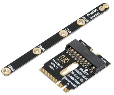 xiwai Adaptador de extensión PCI-E 4.0 NGFF 2230 A+E-Key macho a M-Key hembra NVME con soporte para placa base SSD 2280