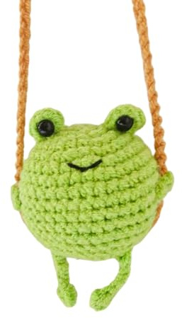 Frog Car Accessories, Hanging Frog Car Decor, Handmade Rear View Mirror Pendant, Passed Driving Test Gifts