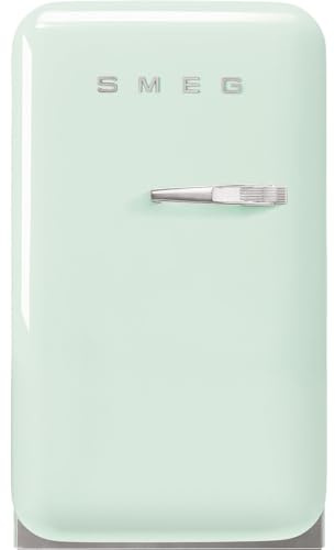 Smeg, FAB5LPG6 Réfrigérateur Minibar Vintage une Porte, 34L, Charnières à Gauche, Froid Statique, 2 Clayettes Réglables, Porte-Bouteilles et Éclairage LED, H 72,5cm, Vert d'Eau