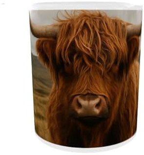 Scottish Highland Cow Ceramic Mug – 11oz Coffee Cup with Cute Cow Print | Farm Animal Gift for Her or Him | Rustic Country Tea Mug for Home or Office