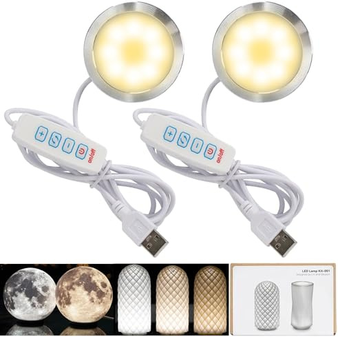 3DZWMAN Kit de 2 lampes LED 001 compatible avec Bambu Lab Light Kit MH001 | Kit de Pièces Matérielles DIY USB 5V – 3 Couleurs, Mémoire de Teinte, Variateur – pour Lampes Imprimées en 3D sur Makerwold