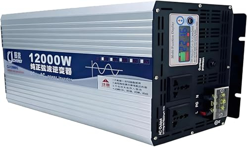 LMYYDES 12000W Heavy-Duty Pure Sine Wave Inverter 24V/48V/60V to 110V/220V, with Smart LCD Display & Battery Cables, for Refrigerator RV Off-Grid 48Vto110V