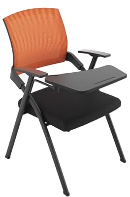 YPAPBHT Verdickter Klappstuhl aus Stahlblech mit Tischplatte, for Schulungsklassen, Konferenzräume, fest und wackelfrei(Orange)