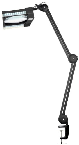 Semplix LED Lupenlampe 3D ESD schwarz mit 60 LEDs und Echtglaslinse | ESD-geschützte LED Lupenlampe mit Echtglaslinse, 60 LEDs, dimmbarem Tageslicht und 1,75-facher Vergrößerung.