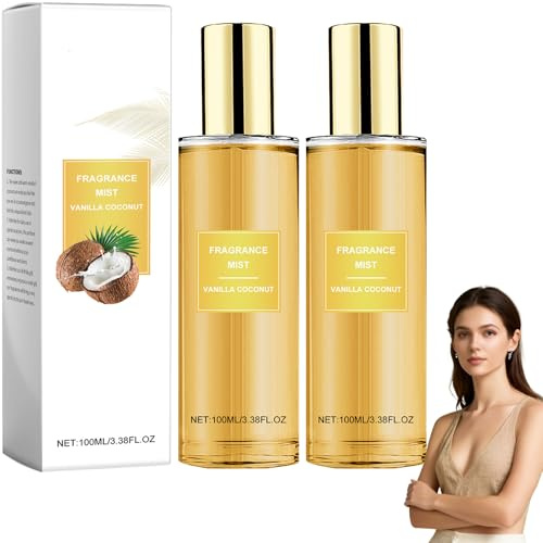 Vanille Kokos Duftspray,Lang anhaltendes Kokos Körperspray für Damen Herren,Süßes Haar- & Körperspray, Leichtes Feuchtigkeitsspendendes Parfüm für den Alltag,Duftgeschenk für Familie Freunde (2)