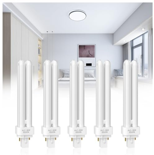 BrightArk 2 Pines 18W G24d-2 Bombillas PLC Tubo 2U para Cocina, Luz Fría 6000K, No Regulable, 5 Pack