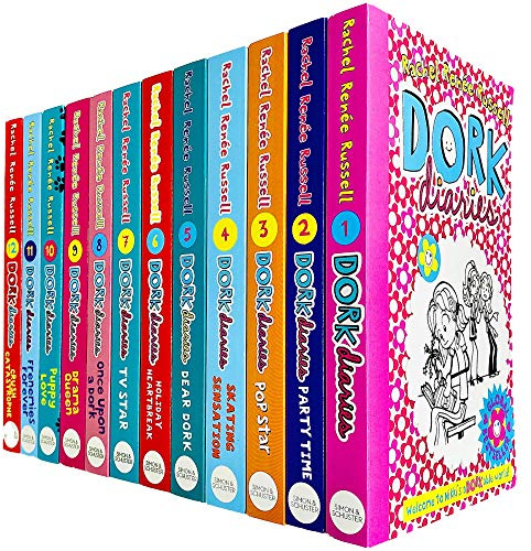 Dork Diaries By Rachel Renee Russell 12 Books Collection Set (Puppy Love, Holiday Heartbreak, TV Star, Pop Star, OMG, Skating Sensation, Party Time, ... Dear Dork, Once Upon a Dork, Dork Diaries)