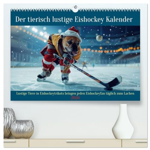 Der tierisch lustige Eishockey Kalender (hochwertiger Premium Wandkalender 2026 DIN A2 quer), Kunstdruck in Hochglanz: Lustige Tiere in ... täglich zum Lachen (CALVENDO Sport)