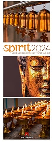 Spirit Kalender 2024, Triplet-Wandkalender im Hochformat (33x66 cm) - Farbintensiver Dekokalender zum Thema Buddhismus, Spiritualität und Achtsamkeit