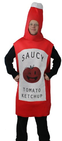 TOMATO KETCHUP BOTTLE FANCY DRESS COSTUME RED SAUCE NOVELTY FUN SAUCY