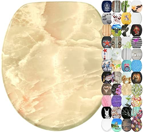 Sanilo Soft Close Toilet Seat, Wide Choice of Beautiful Toilet Seats, Stable Hinges, Easy to Mount (Marble Nature)